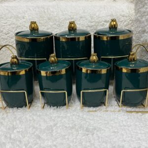 7 Pcs. JAR SET WITH STAND (steel green colour)